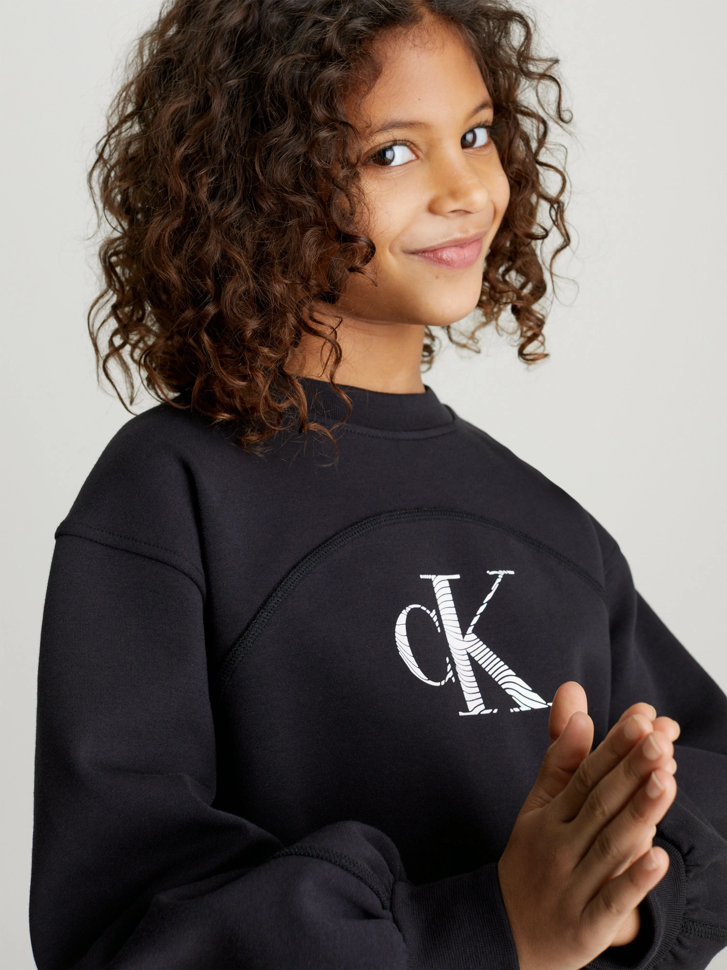 Calvin Klein Girls Iridescent CK Logo Sweatshirt in Black