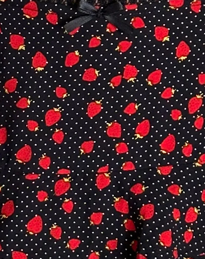 Camigi Mini Skirt in Strawberry Polka Black