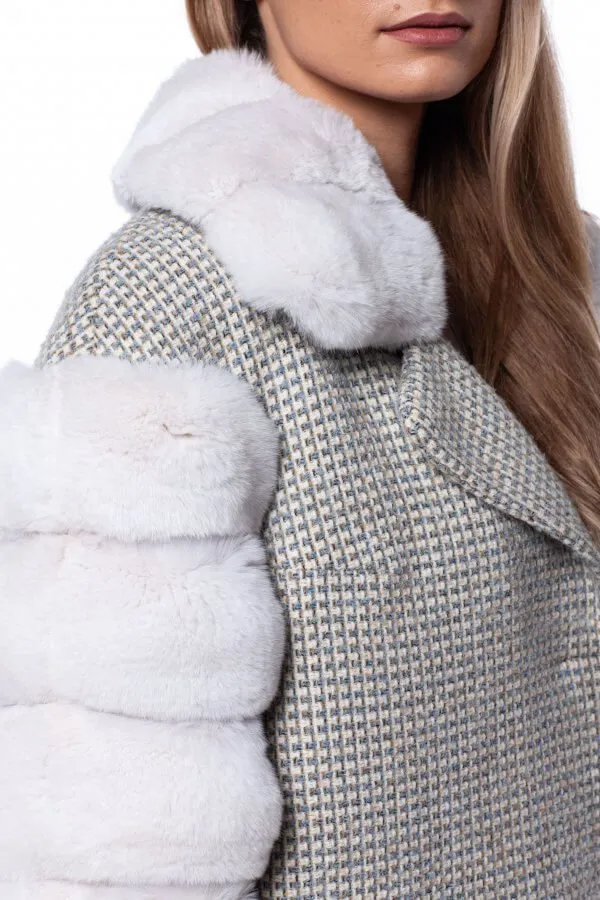 Chinchilla Fur Trimmed Tweed Jacket