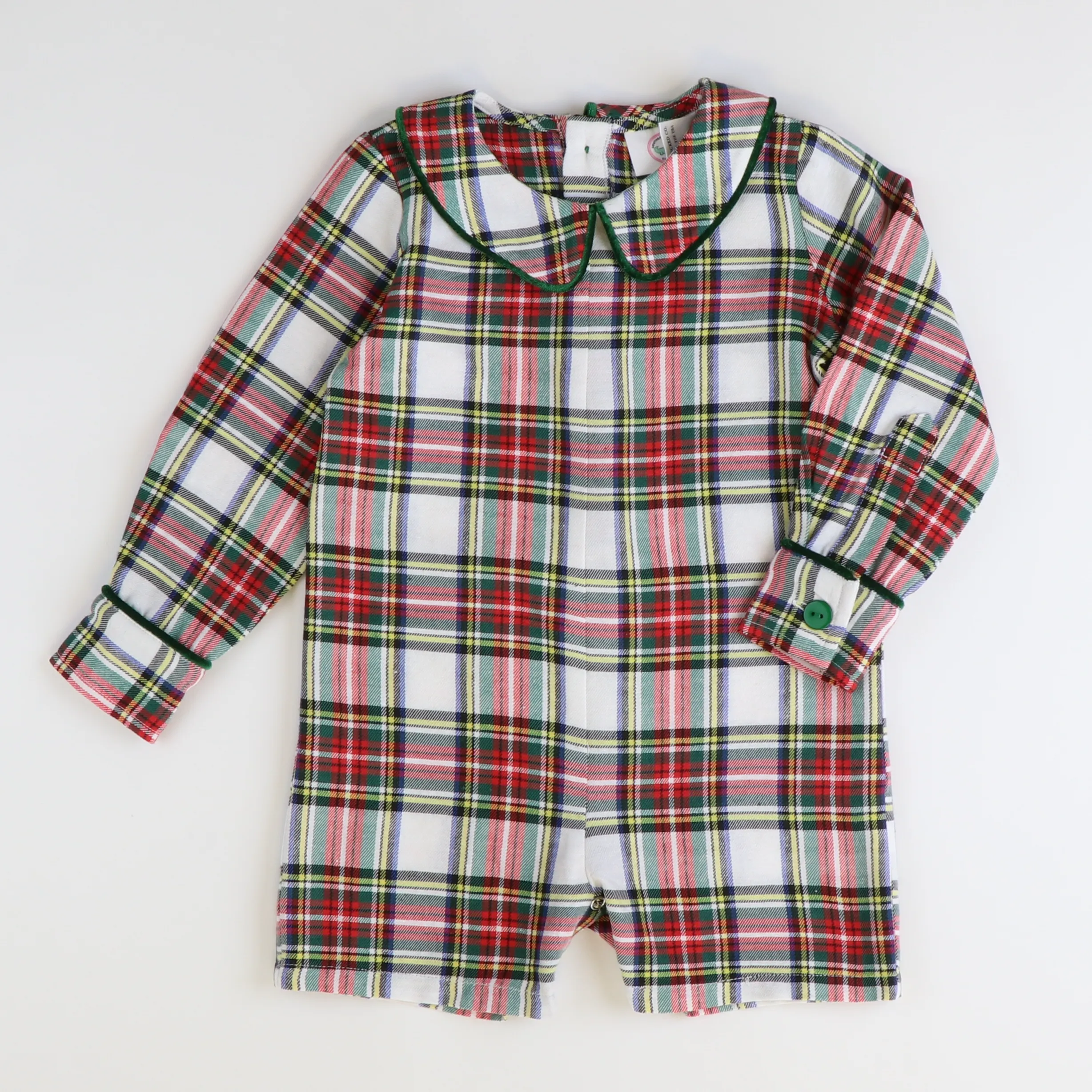 Christmas Tartan Plaid Collared Boy Romper