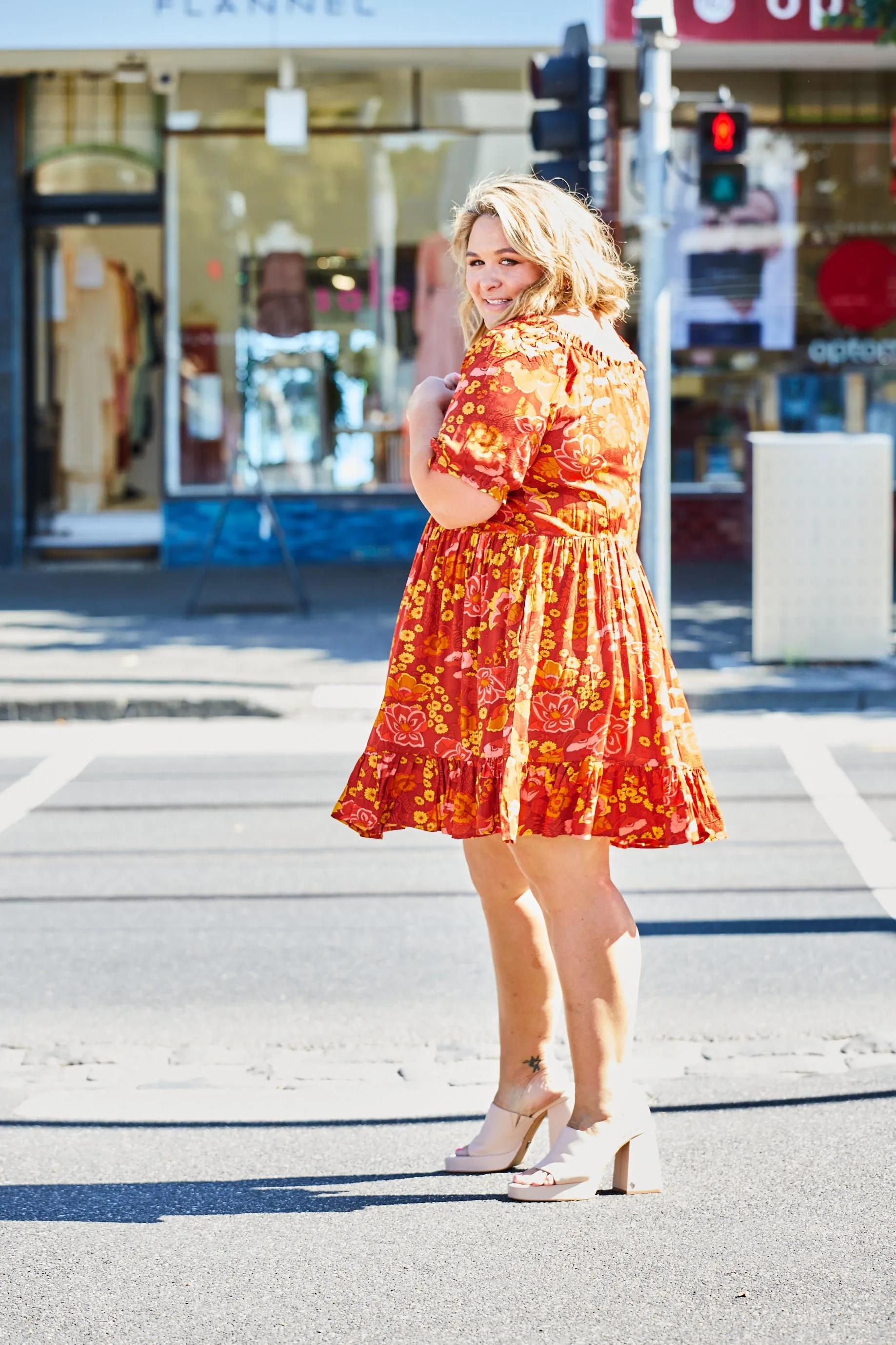 Clara Dress - Rust Floral