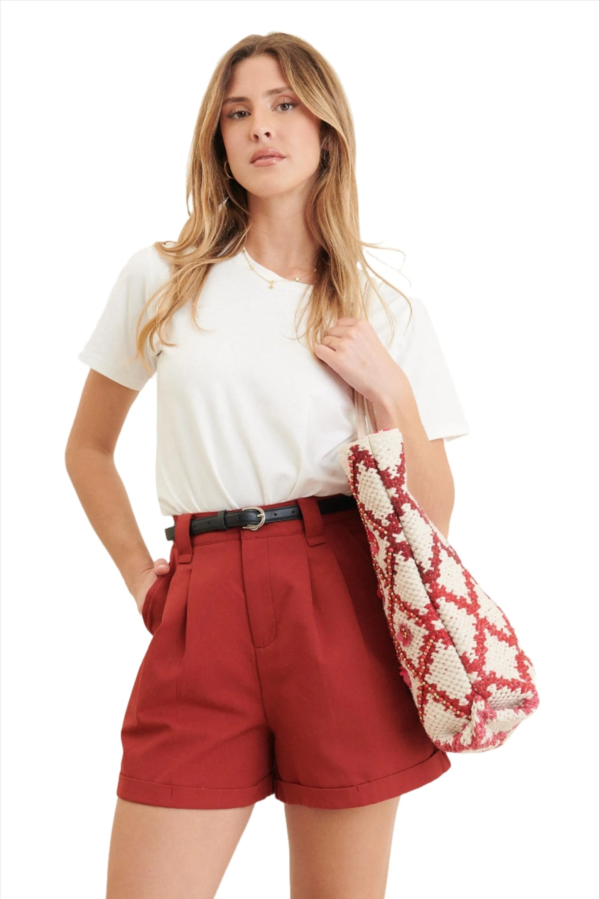 Clever Alice Folded Short in Red