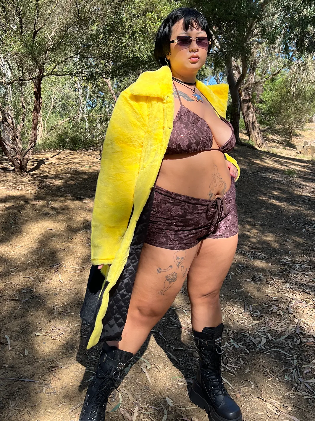 *COLLAB* PURE FIRE FAUX FUR JACKET - YELLOW/BLACK • READY TO SHIP •