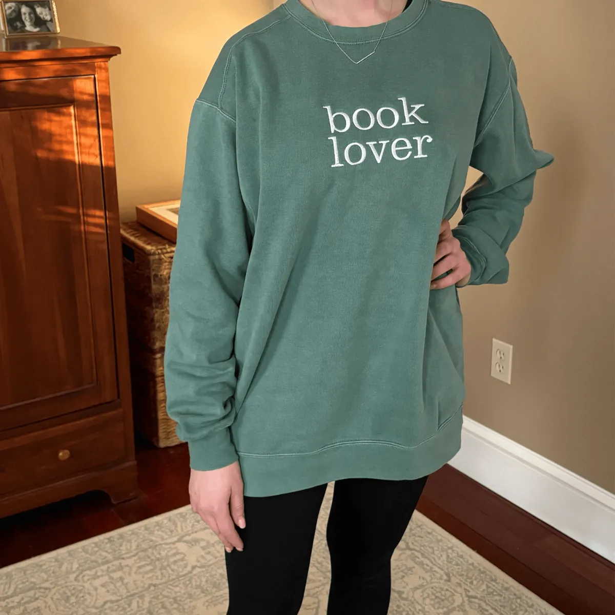 Comfort Color® Embroidered Book Lover Sweatshirt or T-shirt