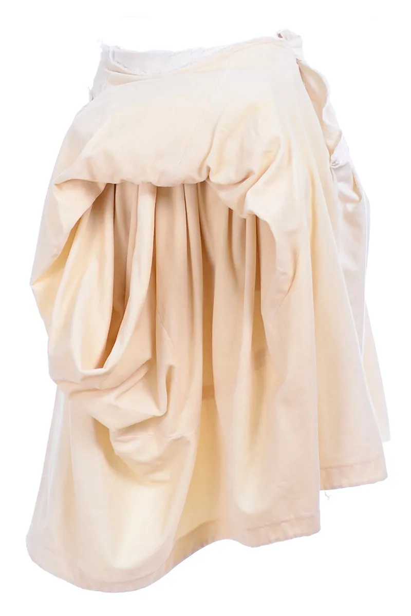 Comme De Garcons Ivory Velvet & Cotton Skirt Avant Garde Bustle