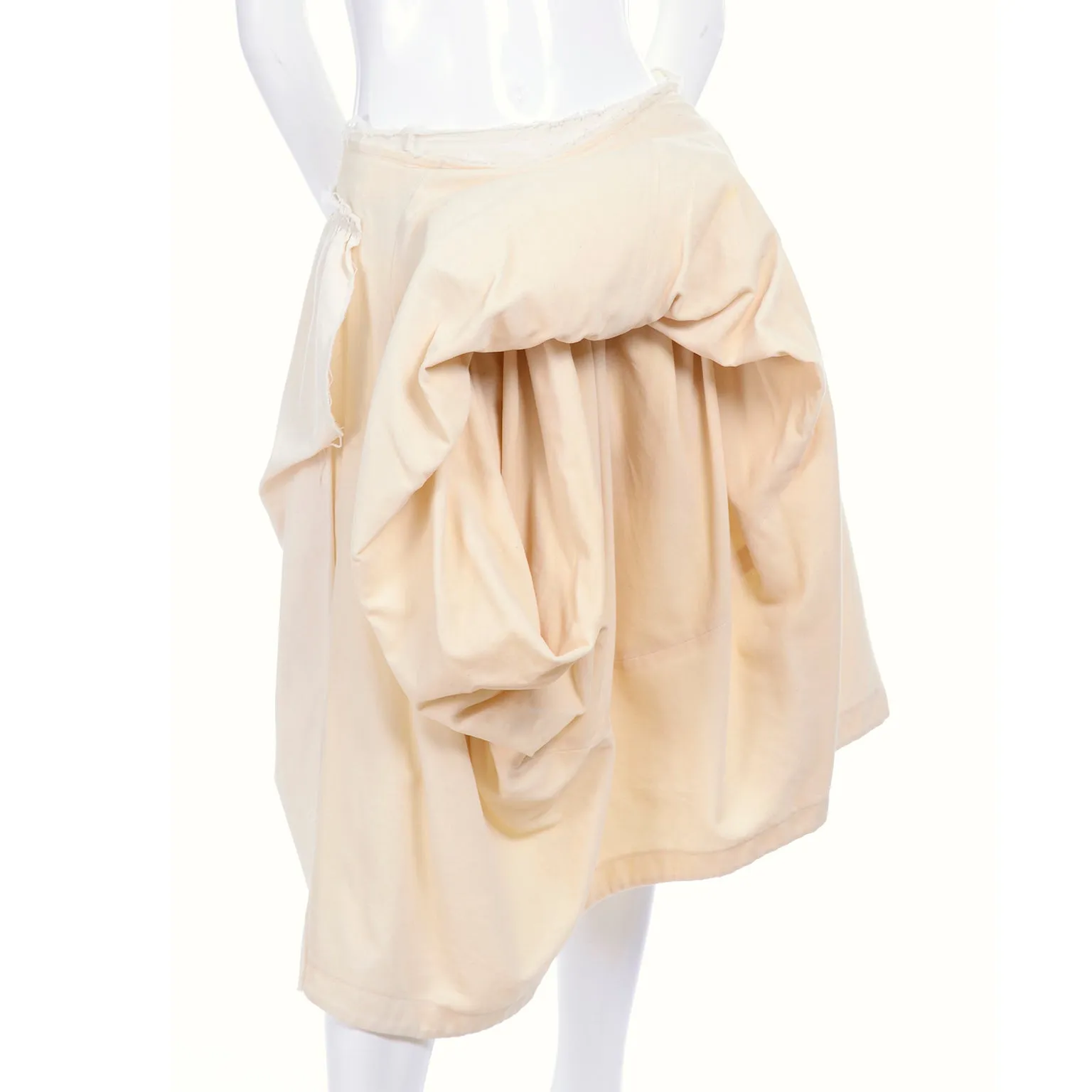 Comme De Garcons Ivory Velvet & Cotton Skirt Avant Garde Bustle