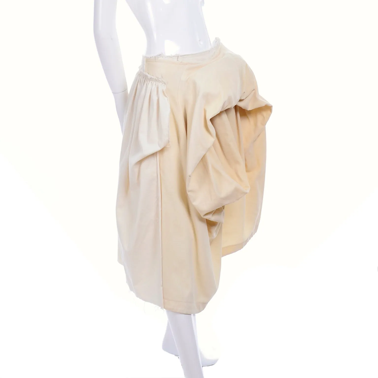 Comme De Garcons Ivory Velvet & Cotton Skirt Avant Garde Bustle