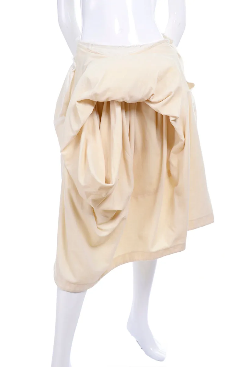 Comme De Garcons Ivory Velvet & Cotton Skirt Avant Garde Bustle