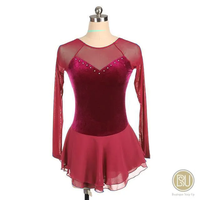 Competition Skating Dress Long Sleeves with Straps Criss Cross size 12-14 & Small Adult