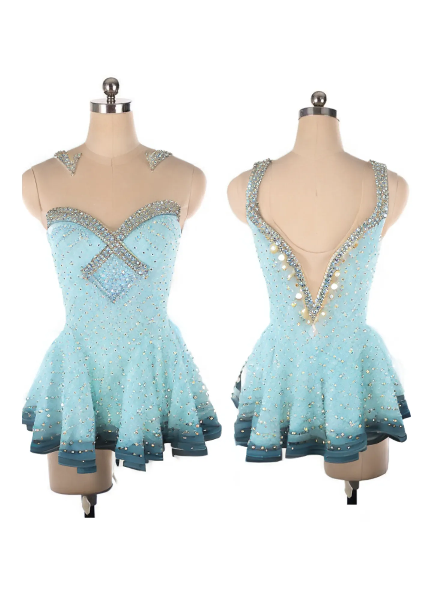 Competition Skating Dress Turquoise Purple  BSU030623