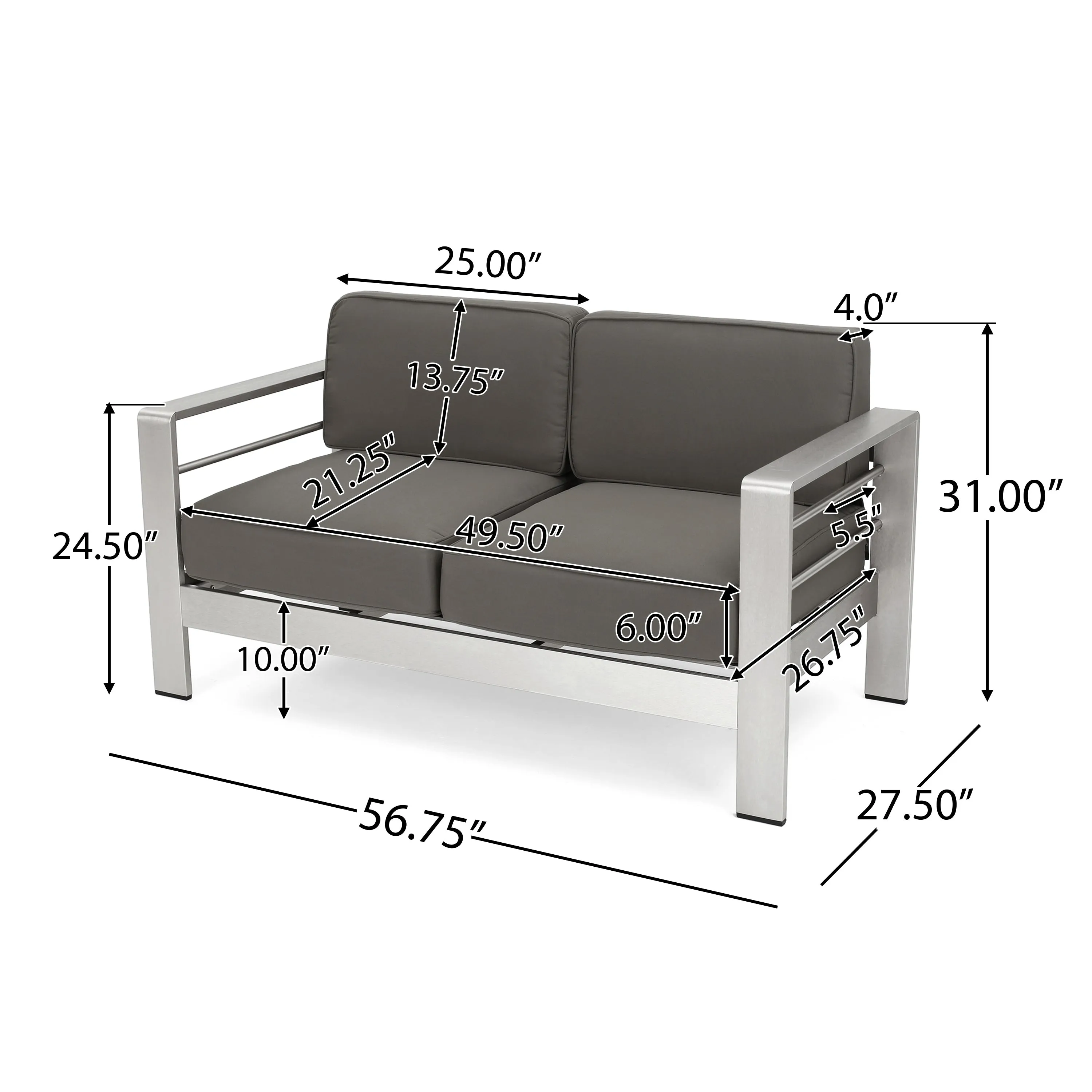 Coral Outdoor Aluminum 4 Seater Chat Set with Fire Pit