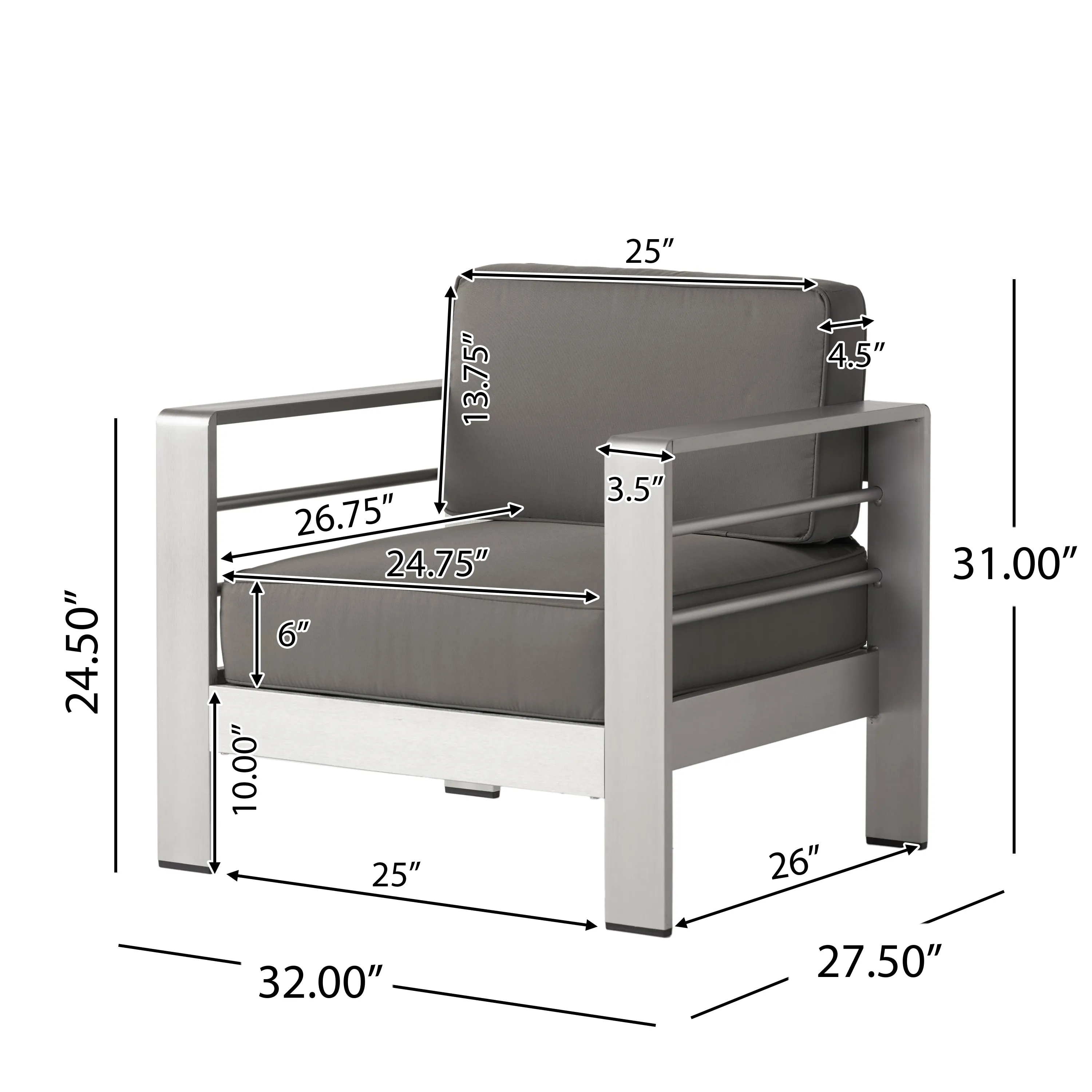 Coral Outdoor Aluminum 4 Seater Chat Set with Fire Pit