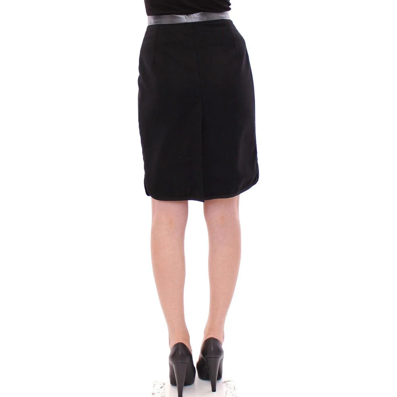 Corrado De Biase Elegant Black Wool-Cotton Blend Skirt