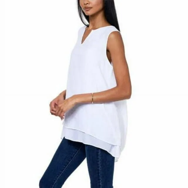 Cristina B Fever Women's Double Layer Sleeveless Blouse