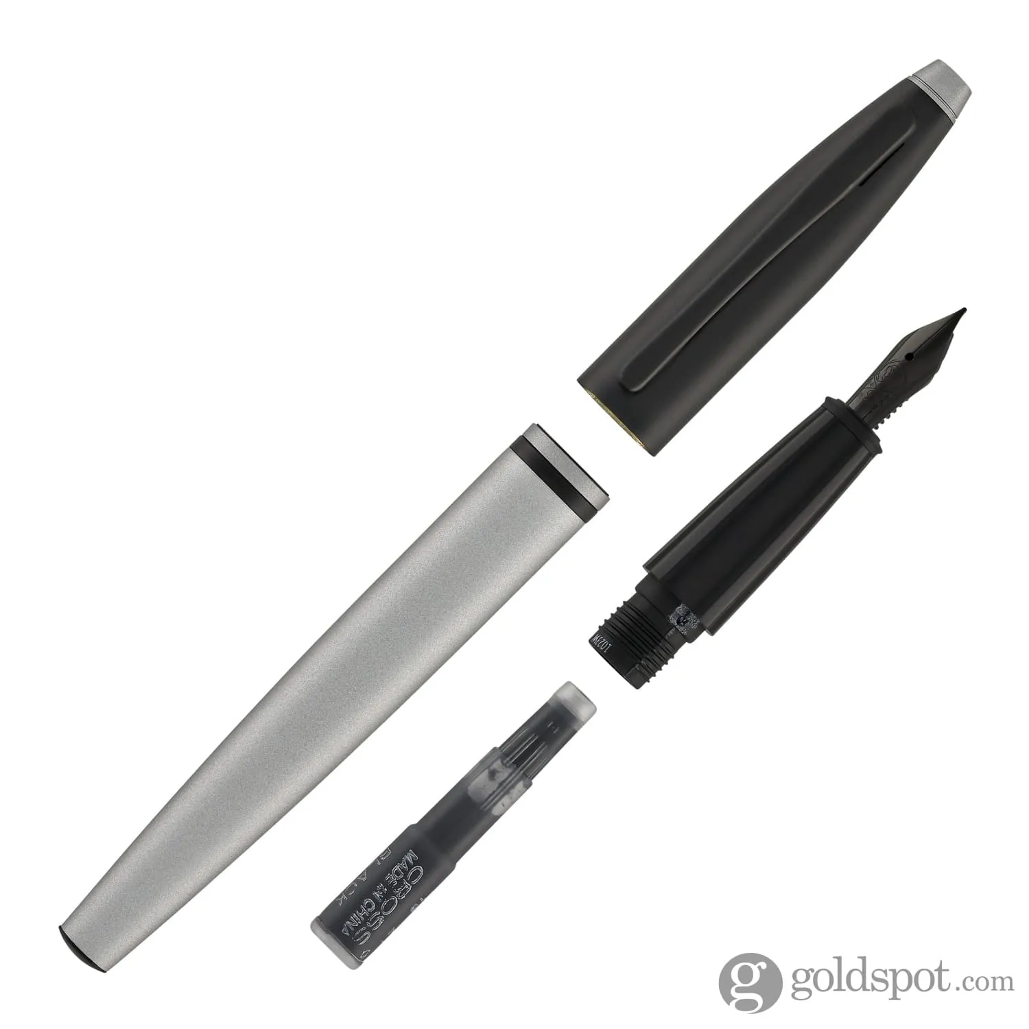 Cross Calais Fountain Pen in Matte Gray Lacquer with Black Trim