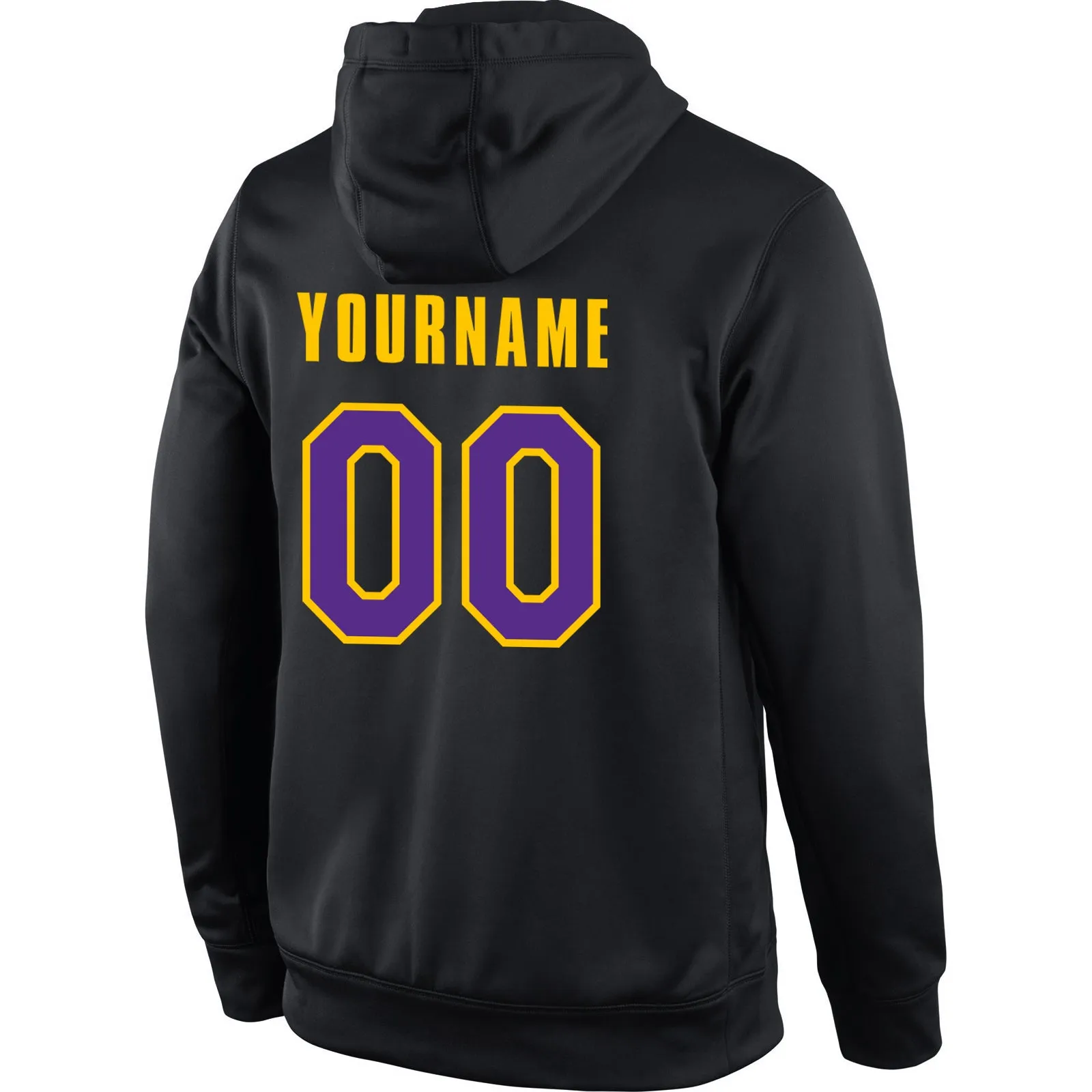 Custom Stitched Black Purple-Gold Sports Pullover Sweatshirt Hoodie