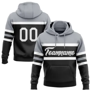 Custom Stitched Black White-Gray Line Sports Pullover Sweatshirt Hoodie