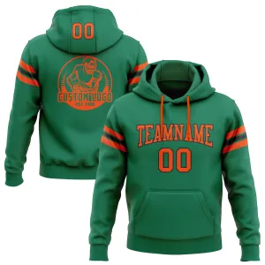 Custom Stitched Kelly Green Orange-Black Football Pullover Sweatshirt Hoodie