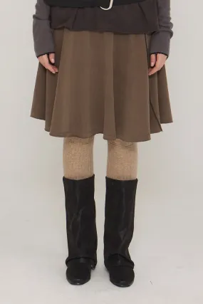 [DEARSTALKER] FW 24 RIO WAVE FLARED MIDI SKIRT - KHAKI