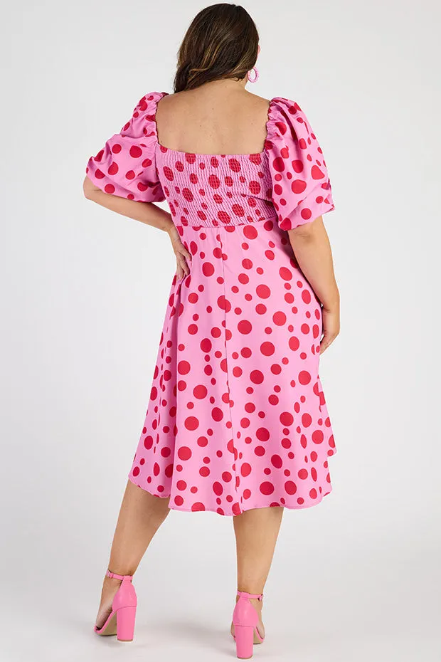 Demi Pink Multi Spot Dress