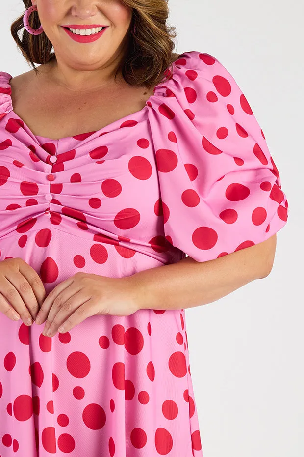 Demi Pink Multi Spot Dress