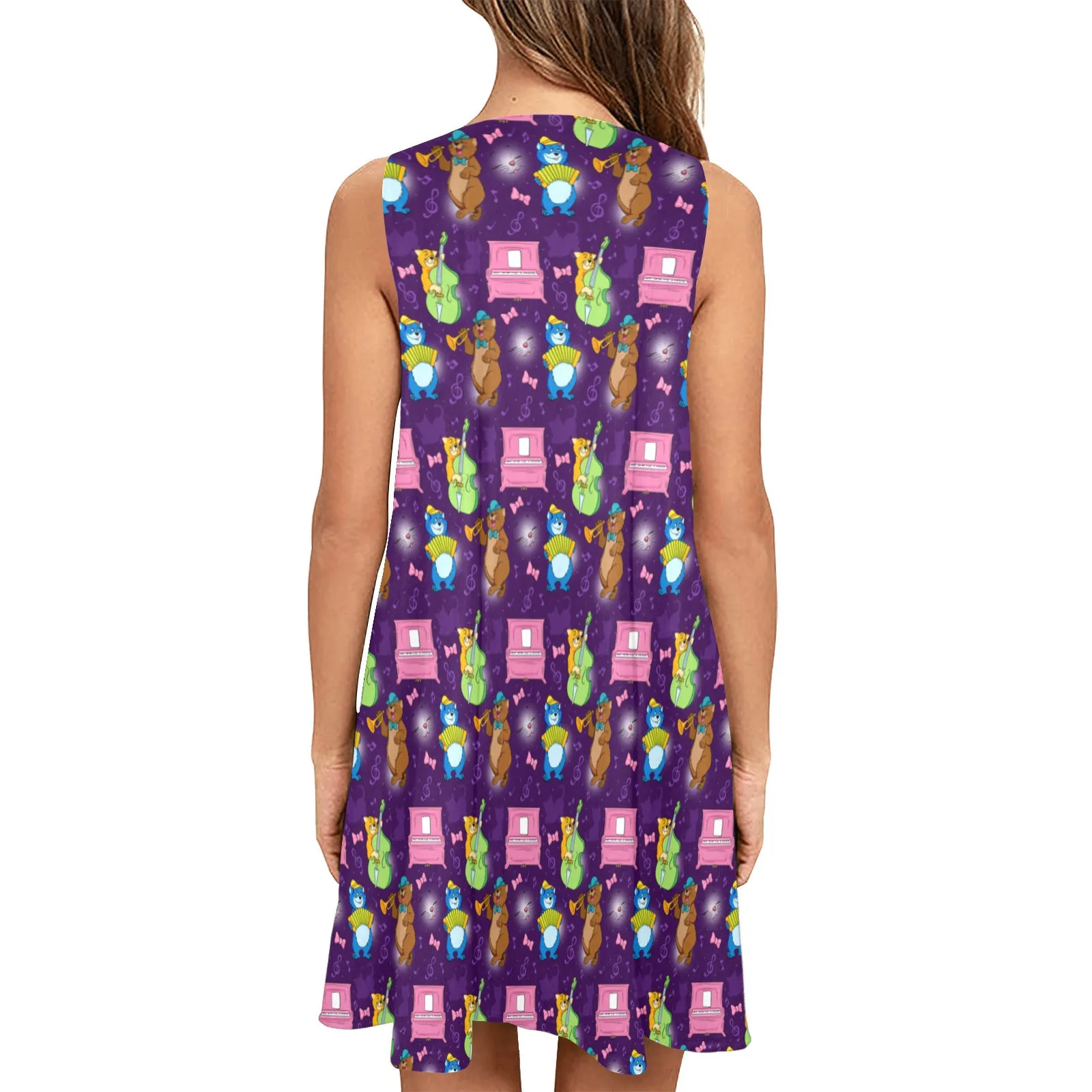 Disney Aristocats Musical Cats Sleeveless A-Line Pocket Dress