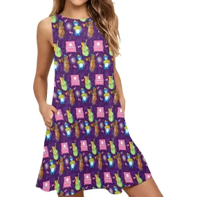 Disney Aristocats Musical Cats Sleeveless A-Line Pocket Dress