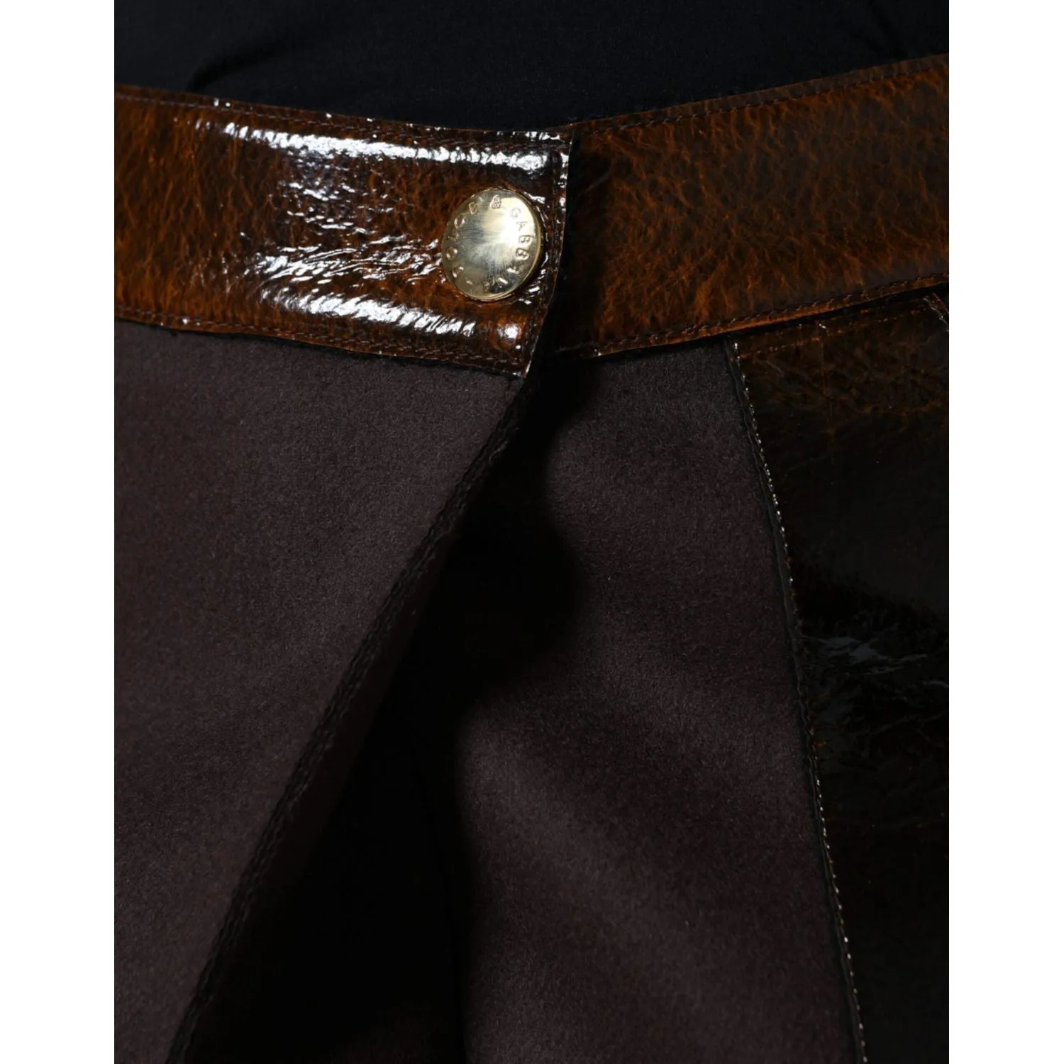 Dolce & Gabbana Brown Virgin Wool Mid Waist A-line Mini Skirt