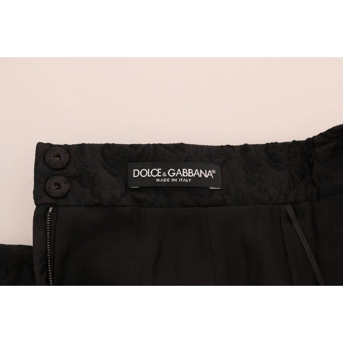 Dolce & Gabbana Elegant Black Floral Jacquard A-Line Skirt