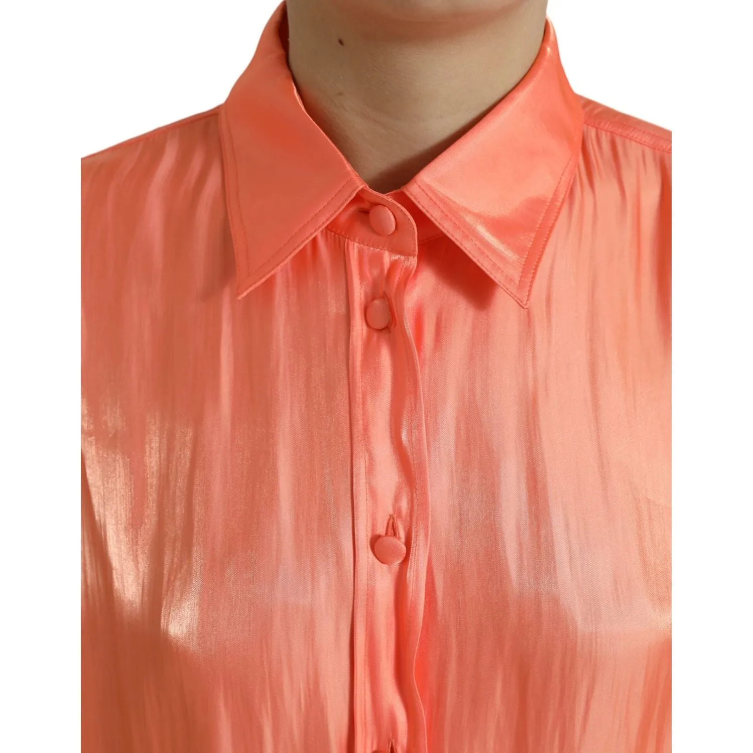 Dolce & Gabbana Elegant Coral Long Sleeve Polo Top