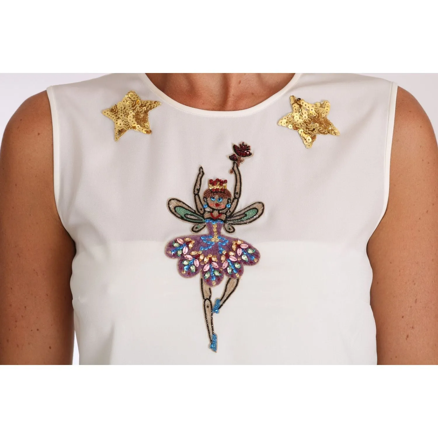 Dolce & Gabbana Enchanted Crystal-Embellished Silk Blouse