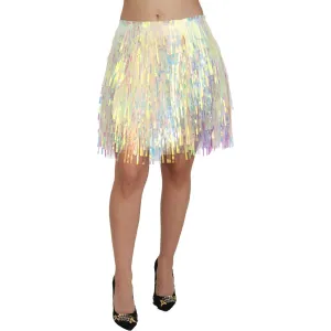 Dolce & Gabbana Iridescent Fringe Mini Skirt Mid Waist