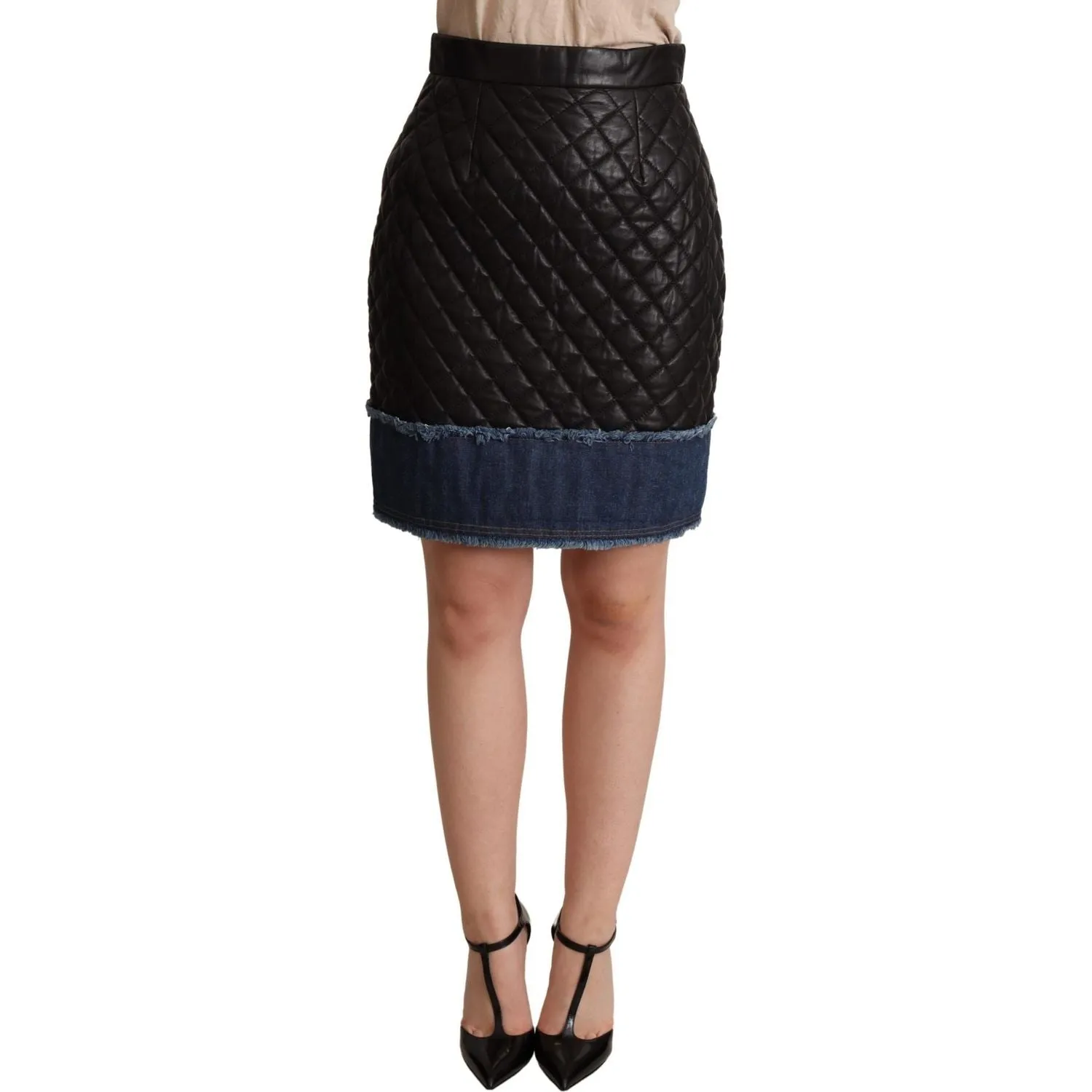 Dolce & Gabbana Sleek High-Waist Leather Mini Skirt