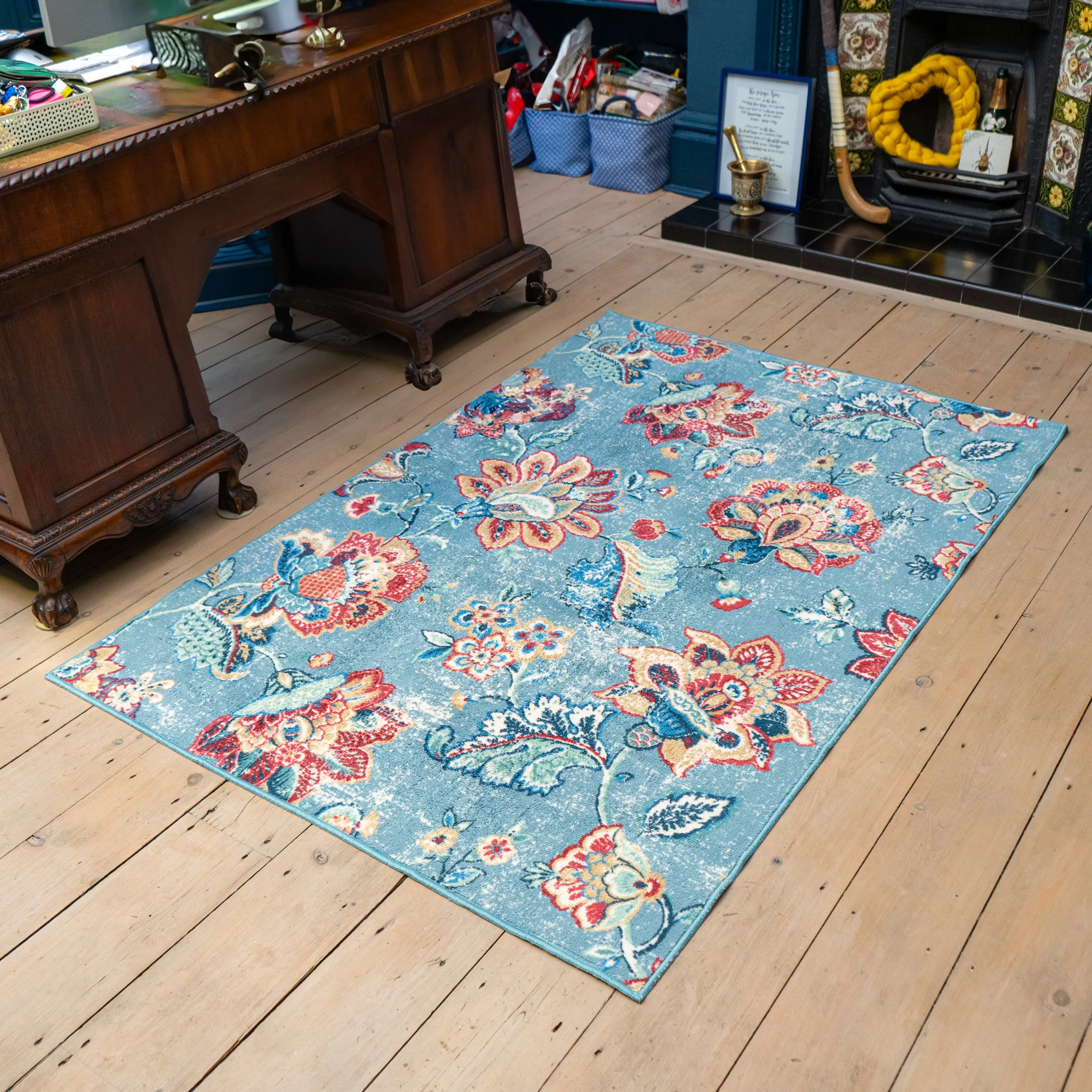 Dreams & Drapes Keats Washable Rug - Blue