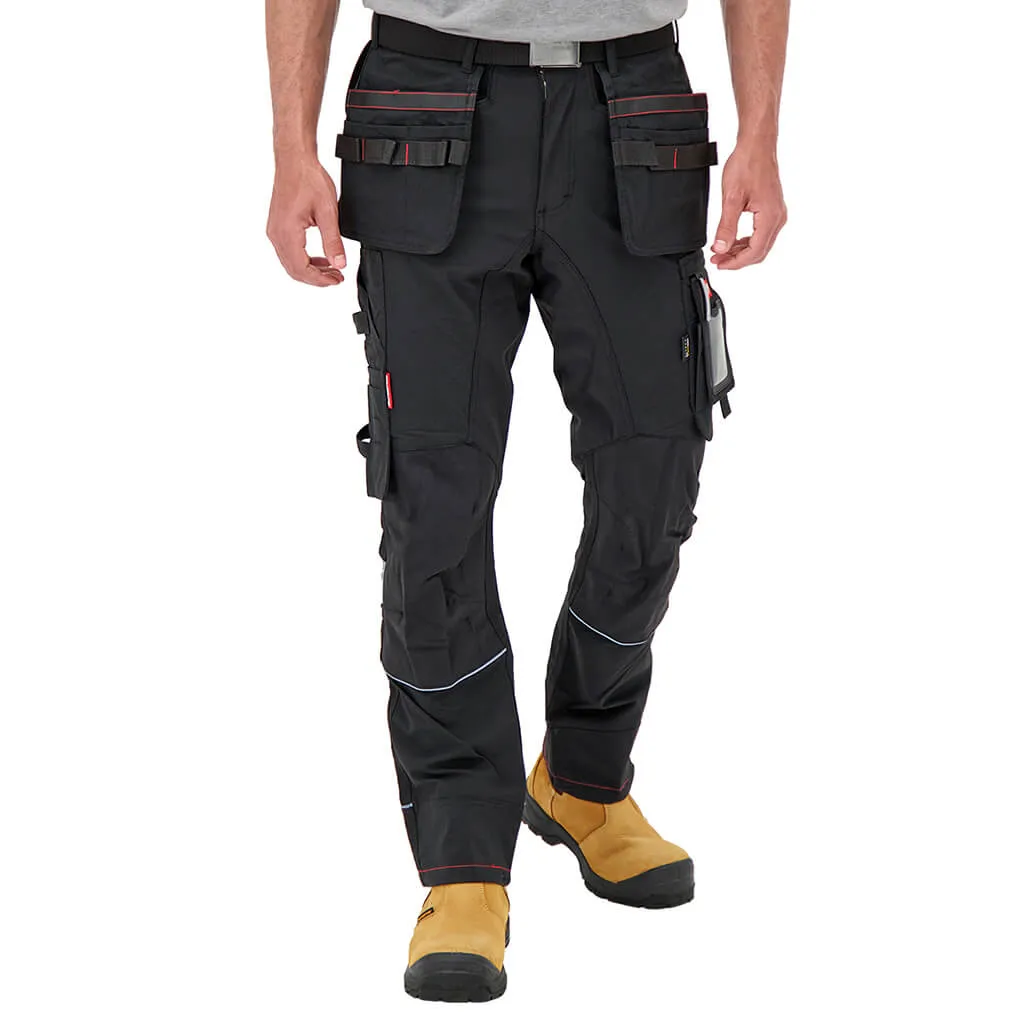 DuraDrive Men's GOAT RED LABEL Black Water Repellent Multi-Pocket Work Pants