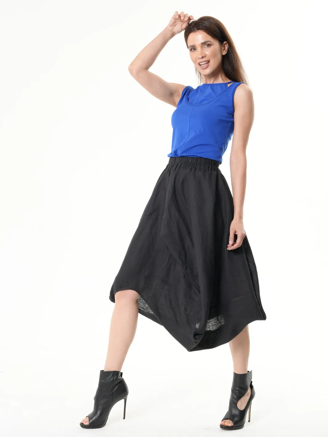 Elastic Waist Linen Skirt