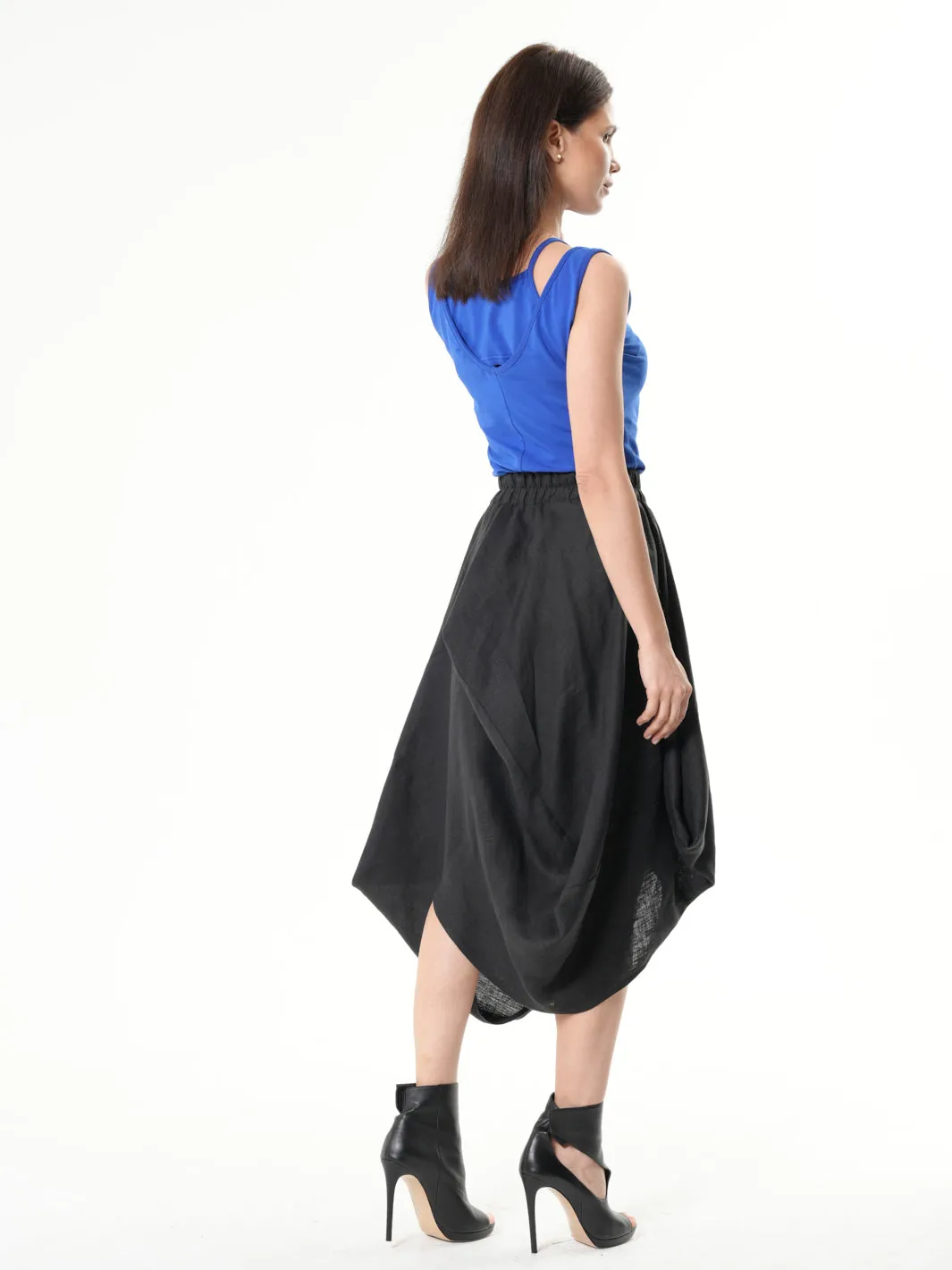 Elastic Waist Linen Skirt