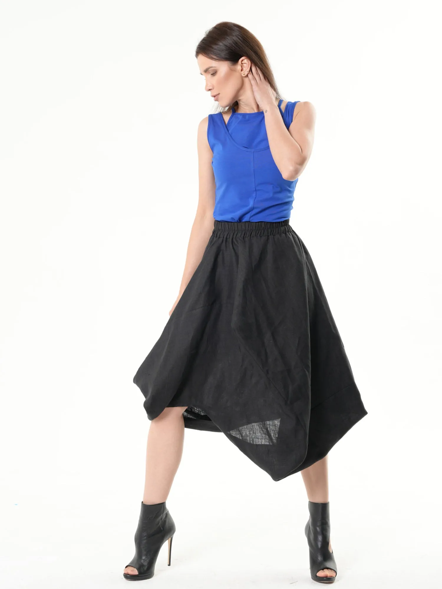 Elastic Waist Linen Skirt