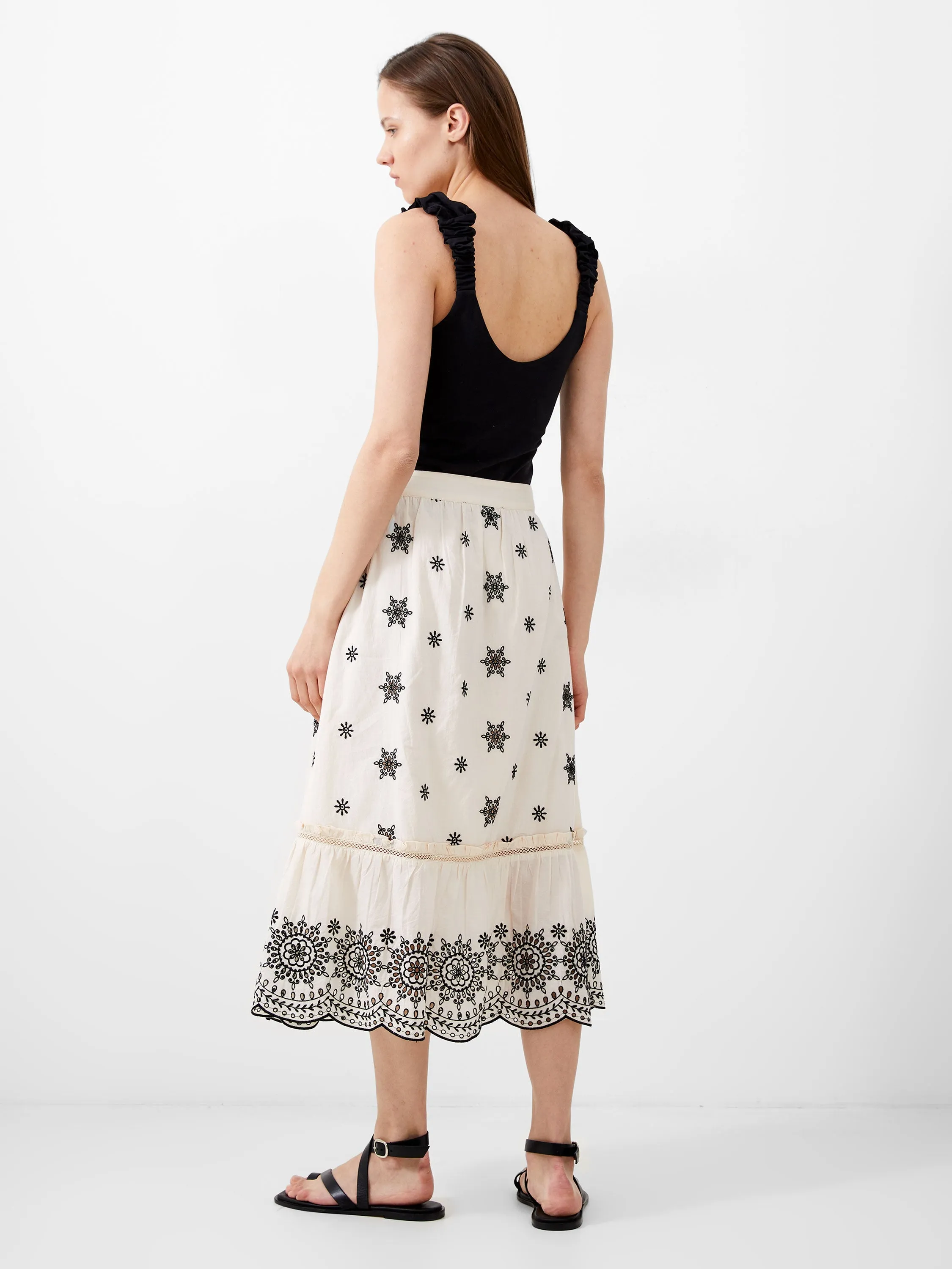 Embroidered Felicity Midi Skirt