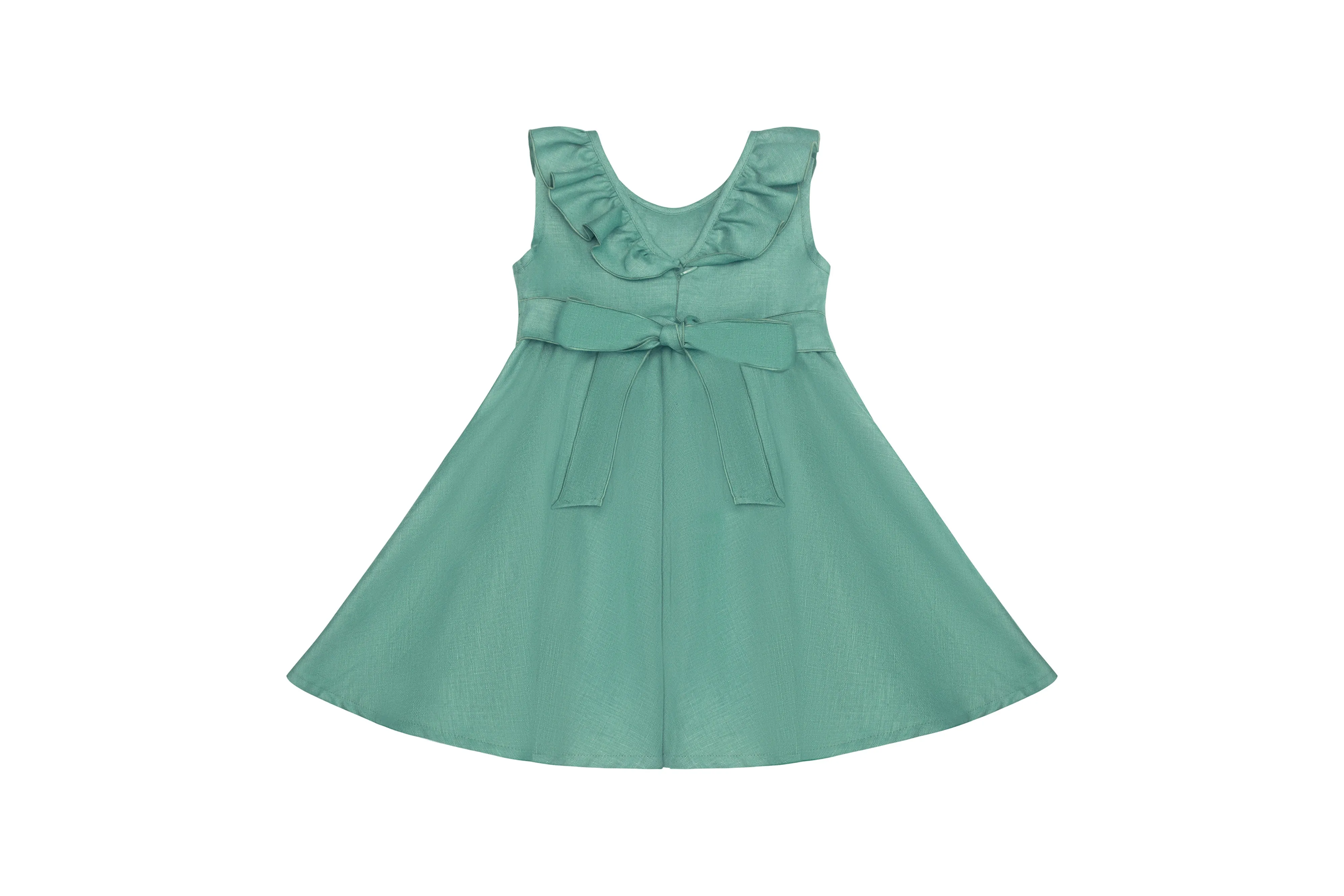 Emi Dress - Green Linen