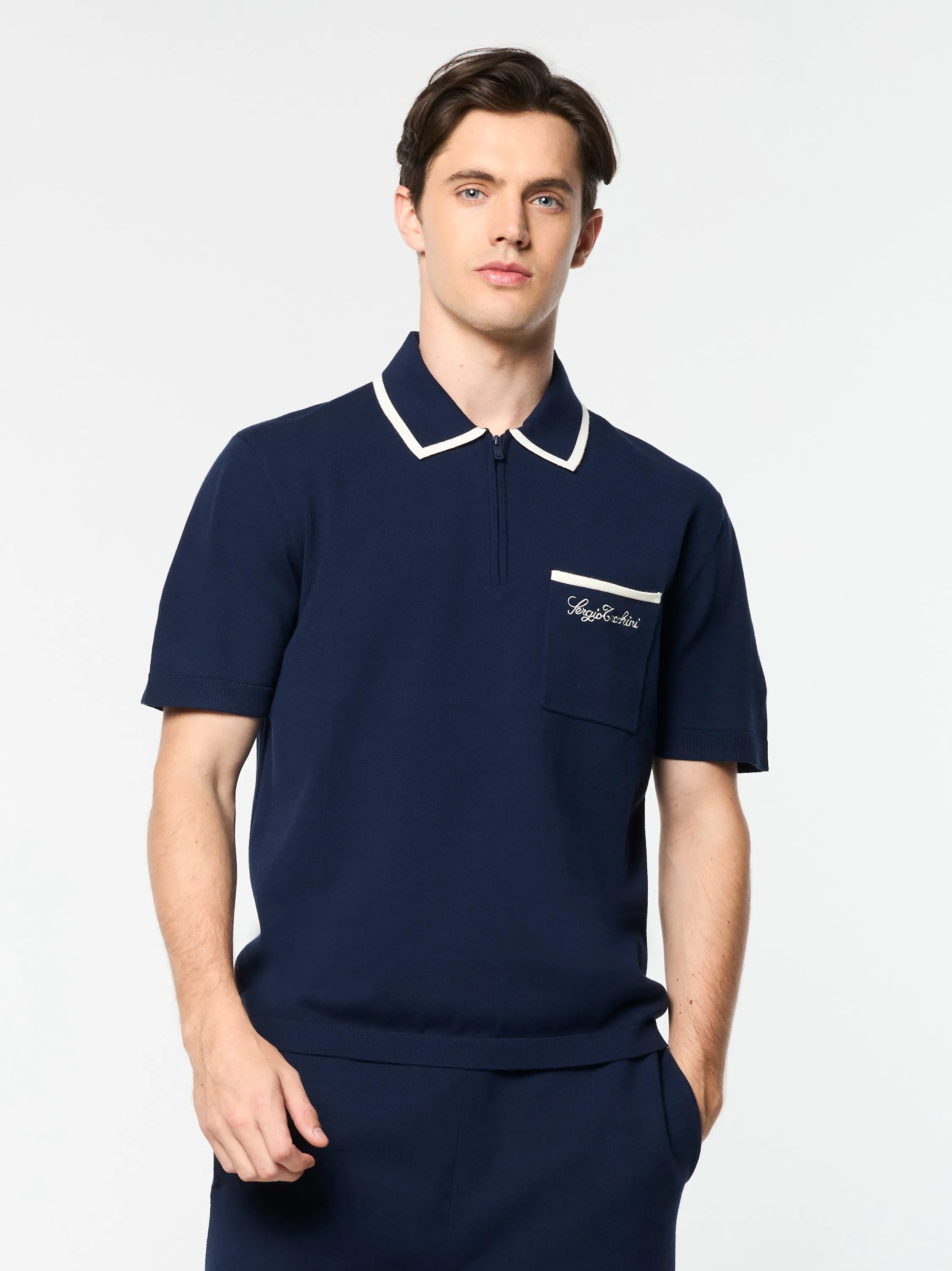 Enzo Knit Polo- Maritime Blue