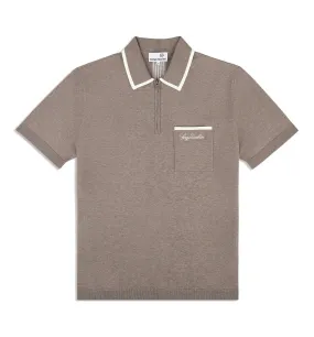 Enzo Knit Polo- Taupe Grey