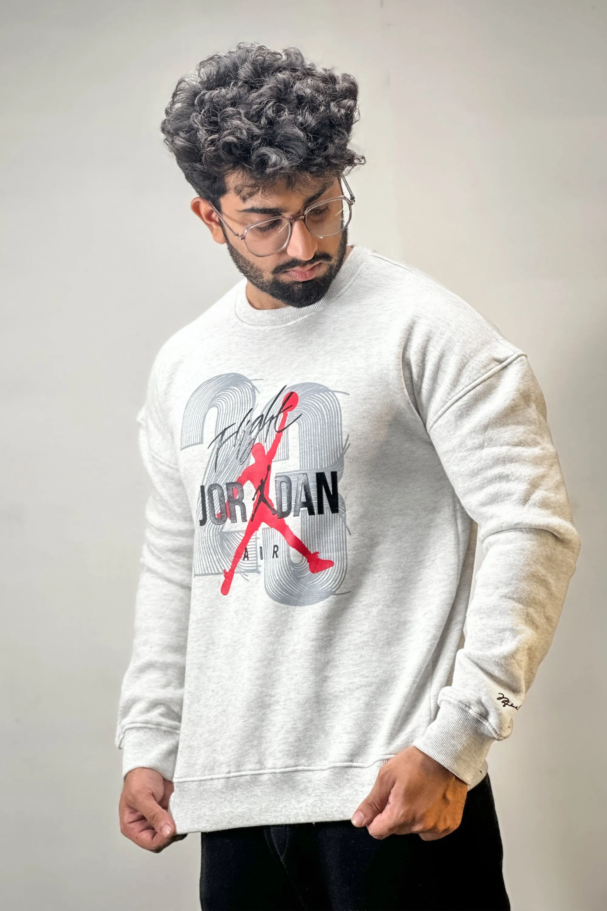 Exquisite Grey JRDN Printed Sweatshirt - 1124143