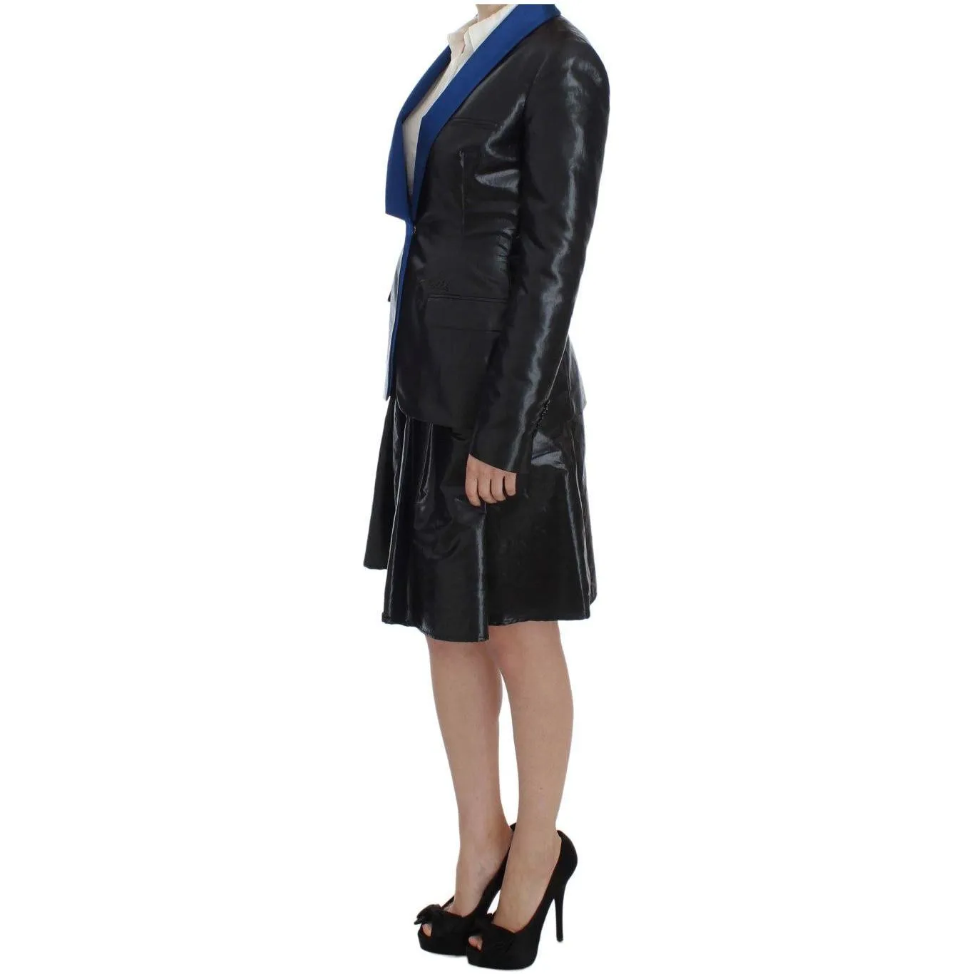 Exte Elegant Two-Piece Black Skirt Suit