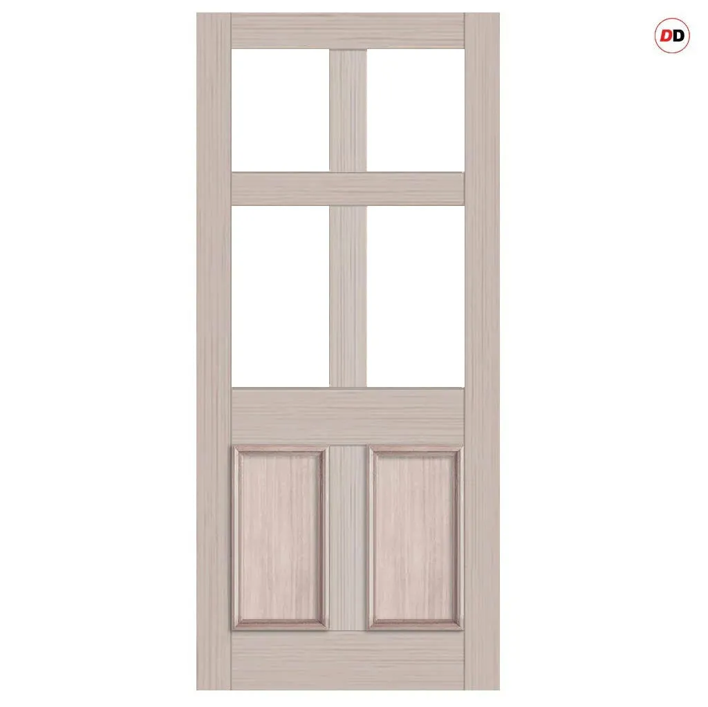 Exterior Colonial Made to Measure Front Door - 45mm Thick - Six Colour Options - Toughened Double Glazing - 4 Pane 2 panel