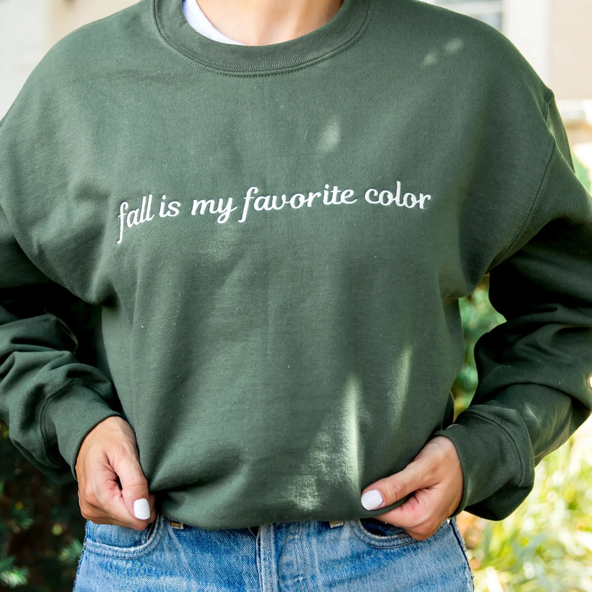 Fall is My Favorite Color Embroidered Crewneck Gemma Sweatshirt