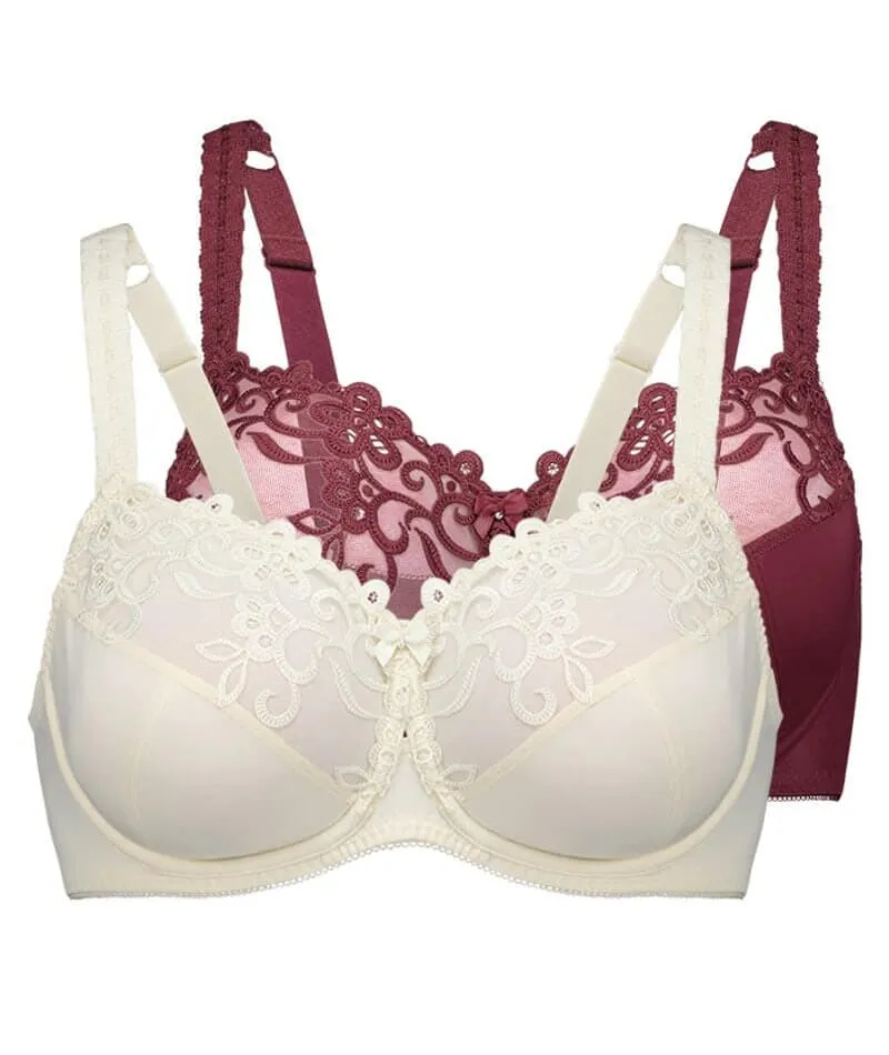 Fayreform Coral Underwire Bra - 2 Pack - Windsor Wine/Egret