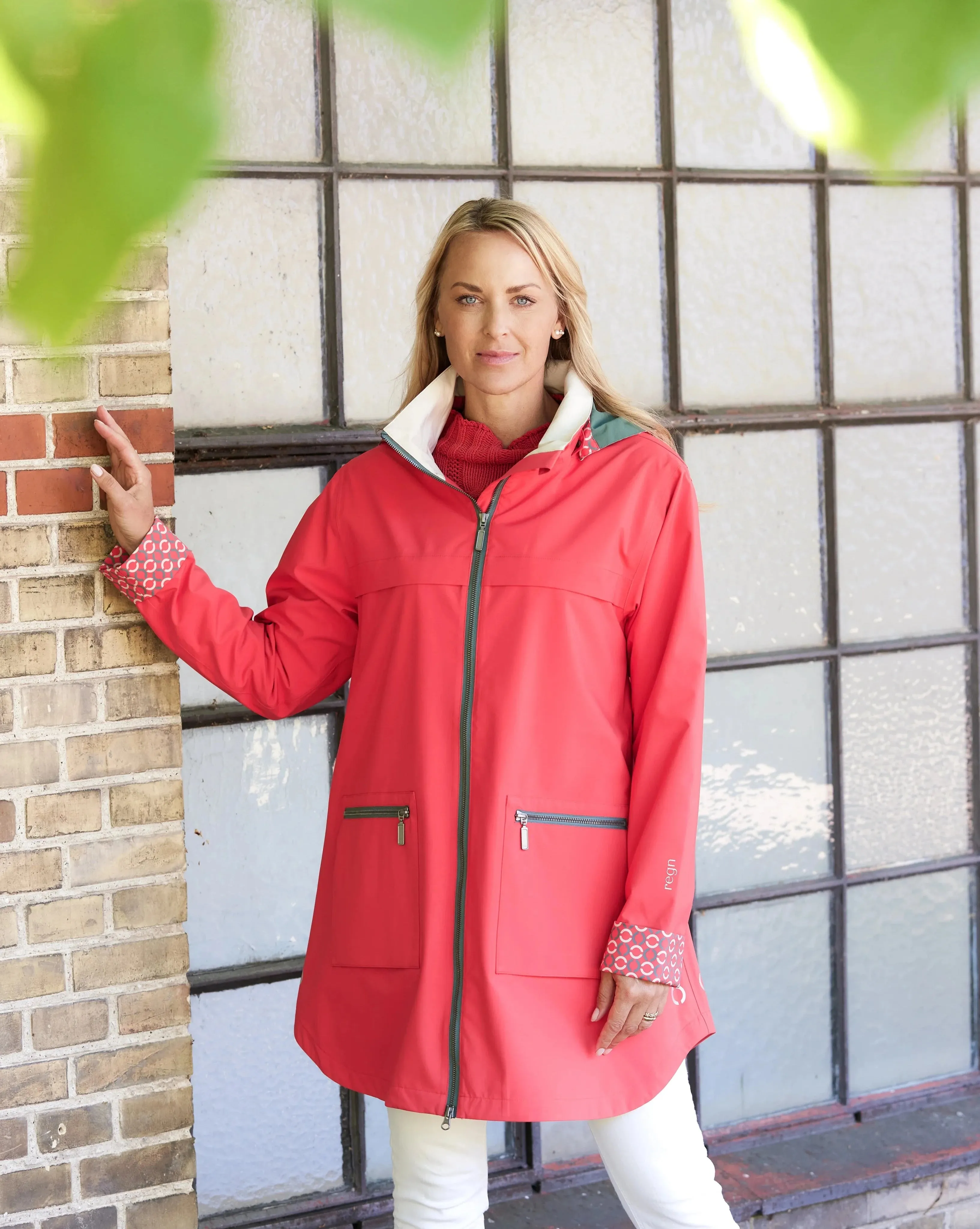 Felina Raincoat , Coral Red