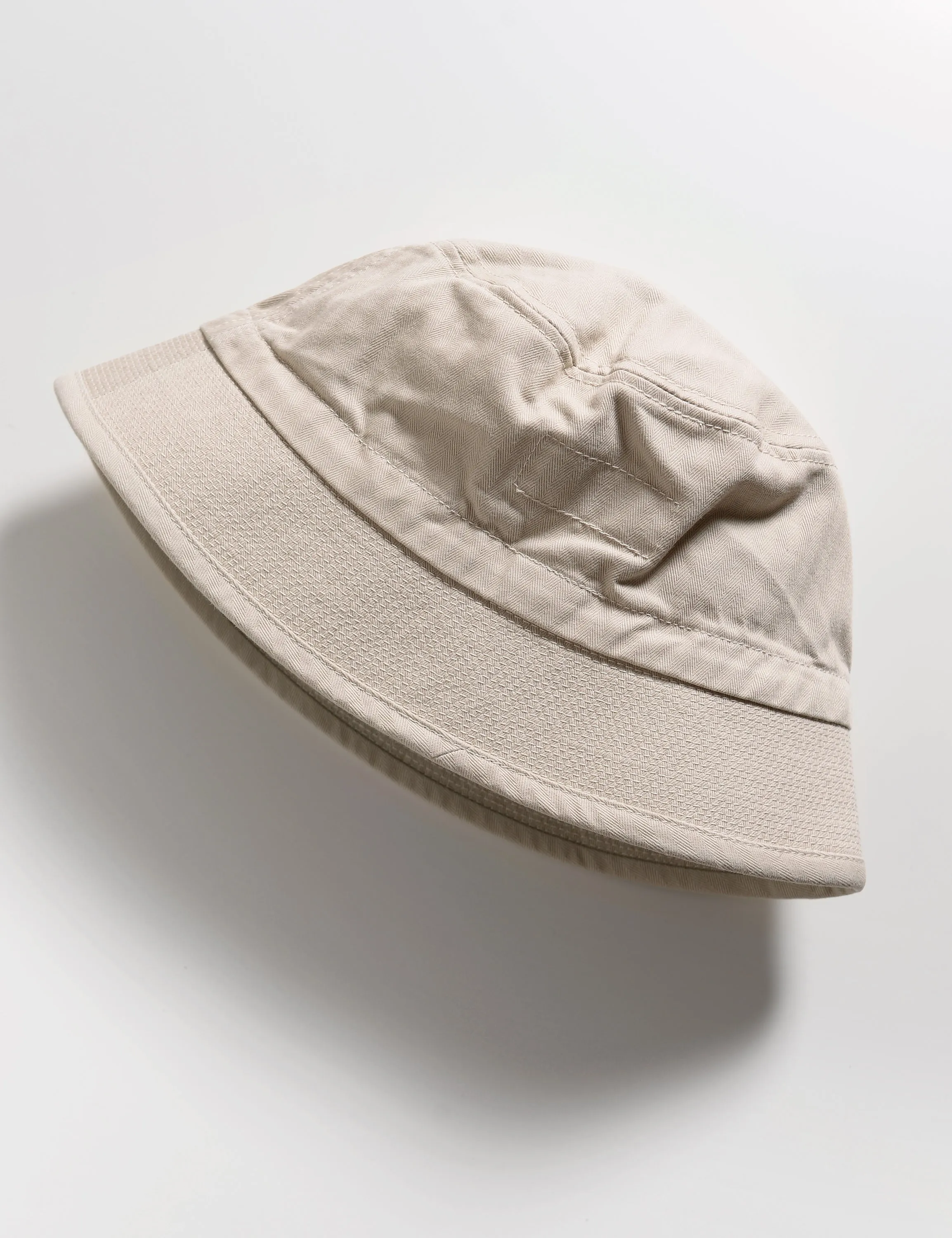 FINAL SALE: Organic Cotton Herringbone Bucket Hat - Ivory