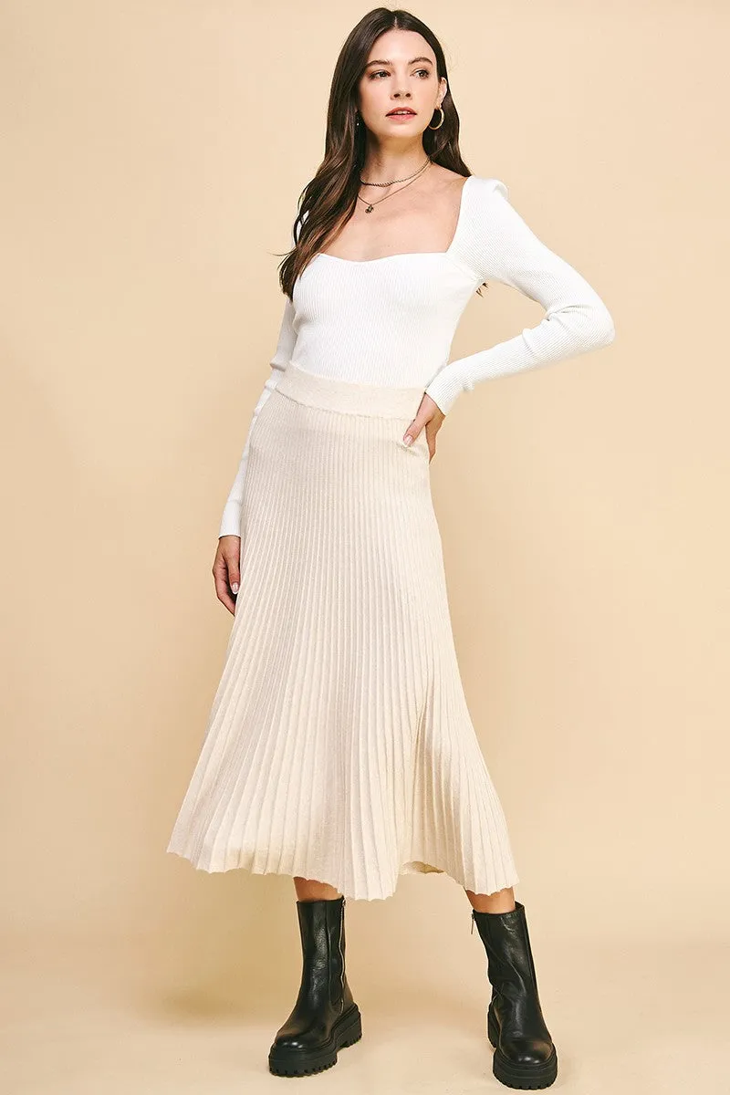 Finally Over Ivory Midi Sweater Skirt